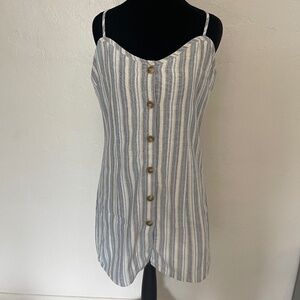 Dance & Marvel Blue & White Striped Button-Front Mini Dress - M